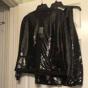 Ella Black Sequin Jacket & matching sleeveless sequin shell set (2piece)
